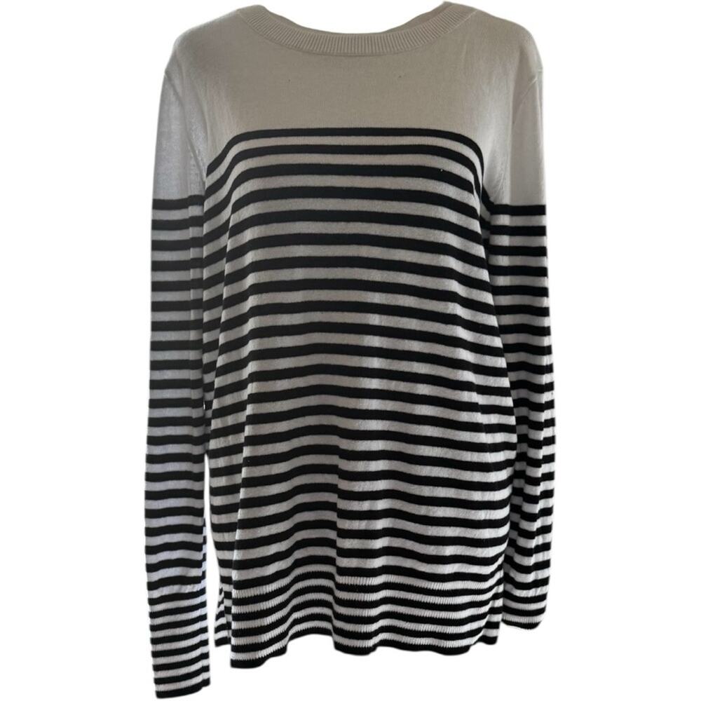 Gap Women’s Black and White Striped Sweater Sz M